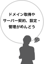 ドメイン取得やサーバー契約、設定・管理がめんどう